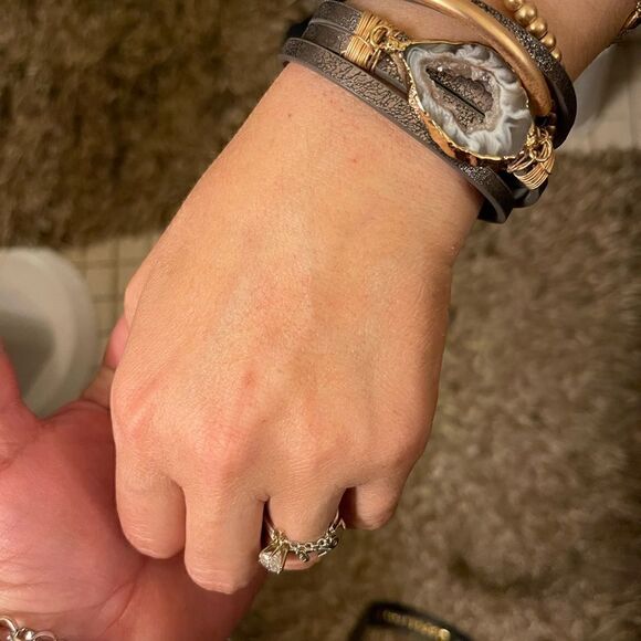 Saachi Optical Stacked Leather Boho Bracelet w/druzy smoky quartz magnetic - Picture 8 of 14